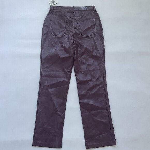 Guess Women’s Kelly Faux Leather Jeans Straight Fit In Burgundy’s Size 27 - Picture 7 of 11
